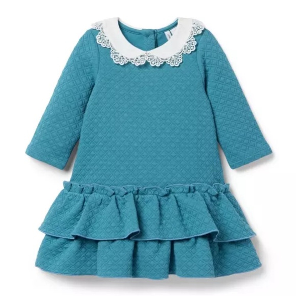 Janie and Jack Raincloud Blue Lace Collared Matelasse dress, 5, MSRP $59
